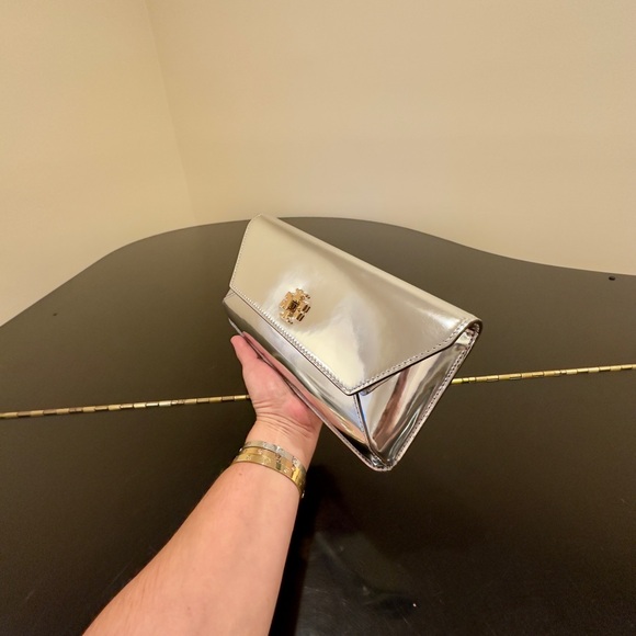 NWT RARE Authentic Luxury Party Tory Burch Kira Metallic Envelope Clutch/Bag - Picture 9 of 17